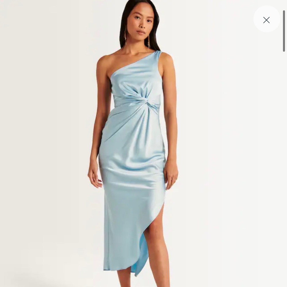 Abercrombie & Fitch Light Blue One-Shoulder Midi Dress